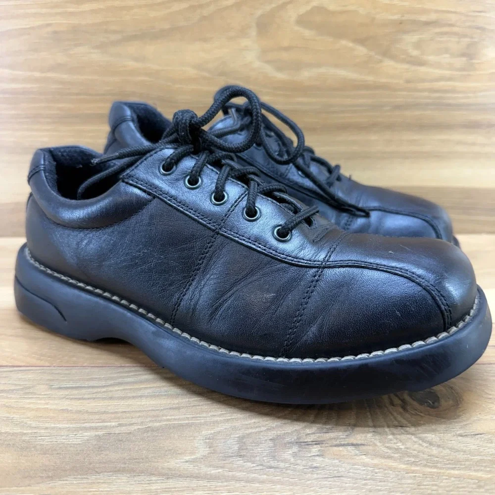 ID‎ Required Y2K Chunky Oxfords Mens 6.5 Black Dawson Leather Square Toe